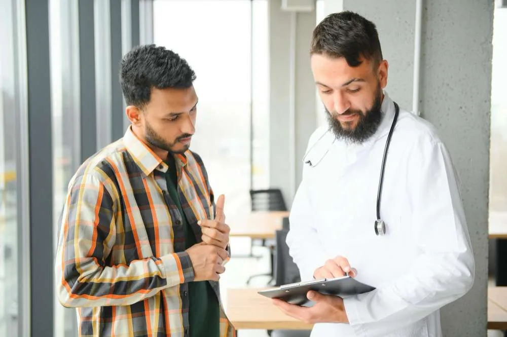 Medical student studying with First Aid