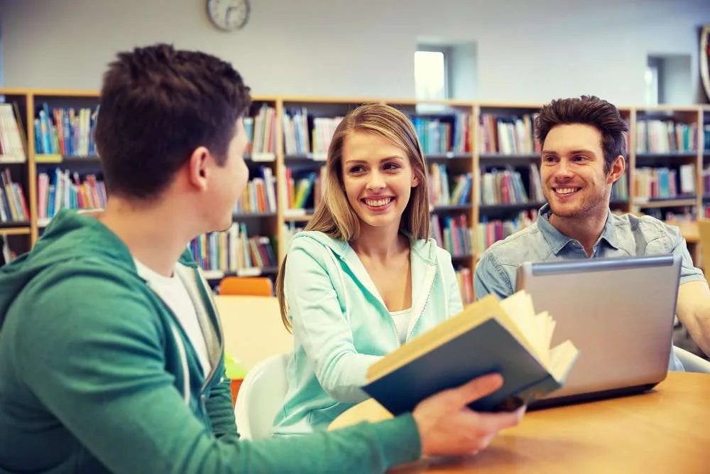 Diverse group of medical students studying together