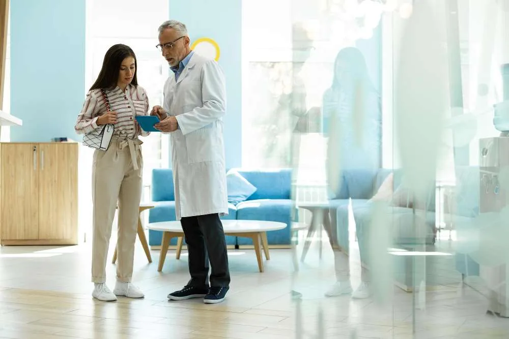 Mentor providing guidance to a medical student